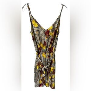 Sheike lemon print spaghetti strap tie front mini dress AU 10